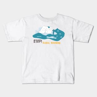 Save polar bears. Sea ice is crucial for polar bears to survive Kids T-Shirt